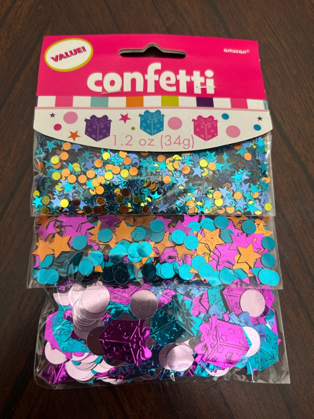 Amscan Metallic Confetti Pack - Pink, Teal, Gold